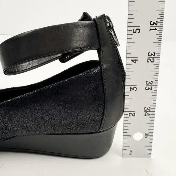 easyspirit e360 Glossy‎ Leather Stretch Pointed Toe Zip Wedge Low Heel 8.5 Wide - Picture 13 of 13